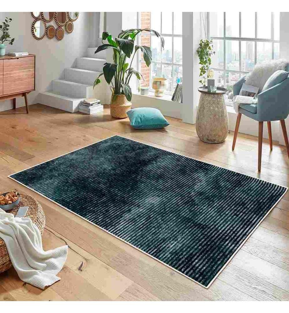 Tappeto, Blu, 70% cotone - 30% ciniglia, 80 x 200 cm