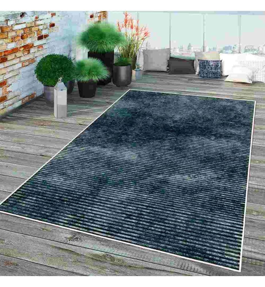 Tappeto, Blu, 70% cotone - 30% ciniglia, 100 x 200 cm