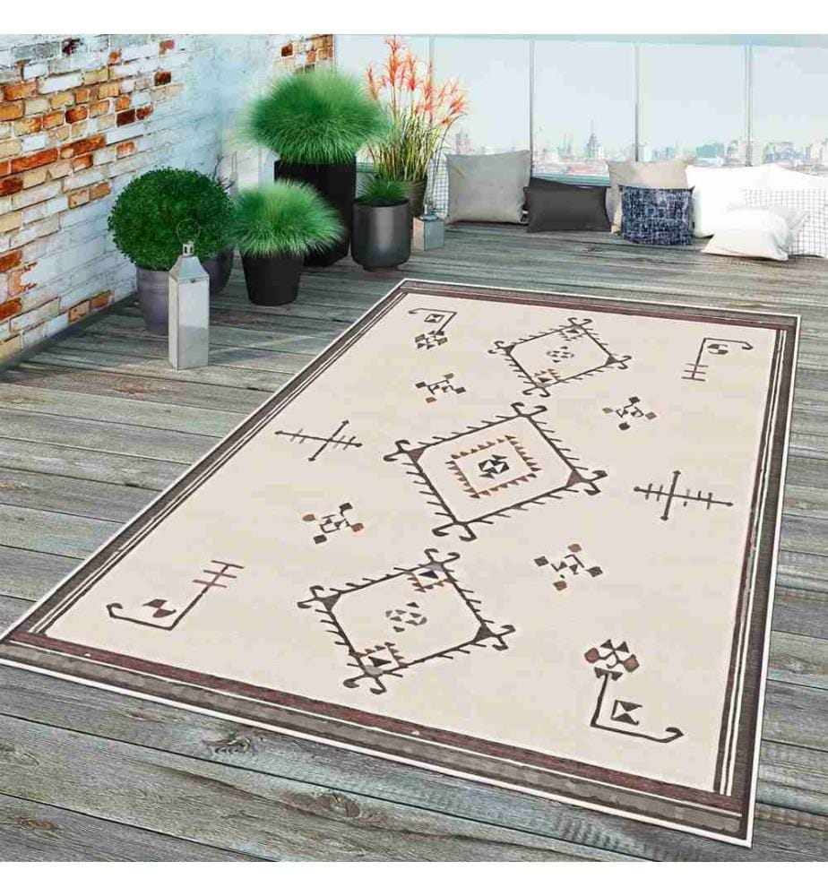 Tappeto, Crema, 70% cotone - 30% ciniglia, 100 x 200 cm