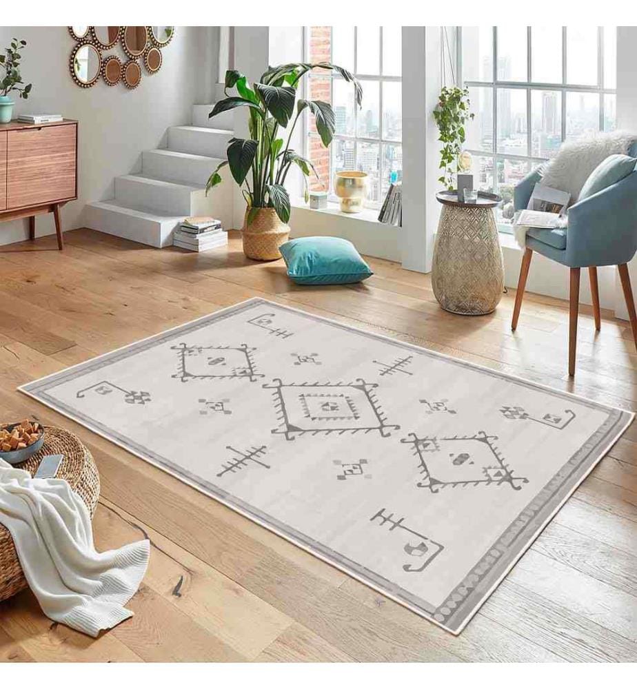 Tappeto, Crema, 70% cotone - 30% ciniglia, 100 x 150 cm
