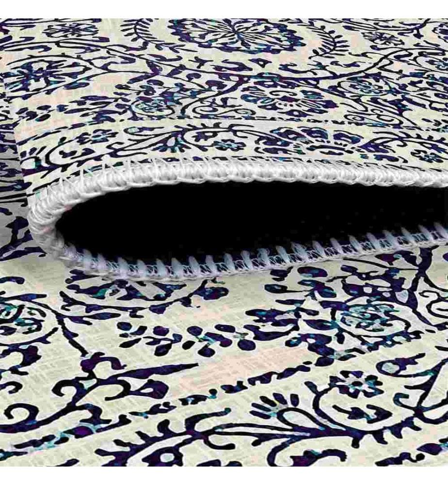 Tappeto, Crema, Blu marino, 70% cotone - 30% ciniglia, 120 x 180 cm