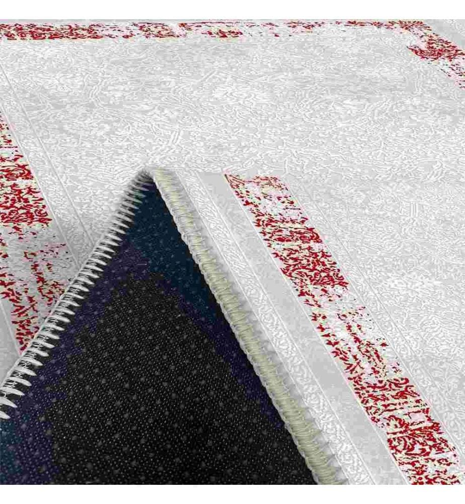 Tappeto, Grigio, Rosso, 70% Cotone - 30% Ciniglia, 100 x 200 cm