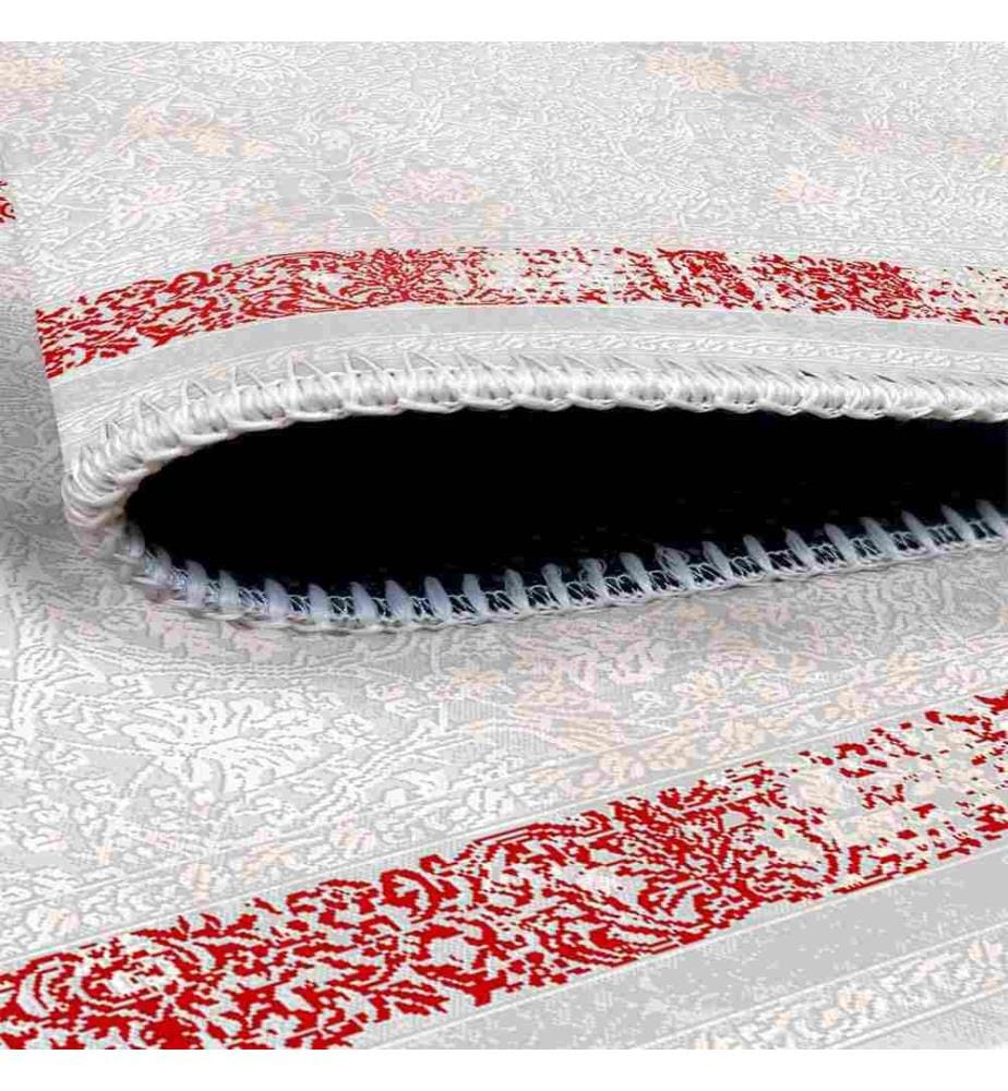 Tapis, gris, rouge, 70% coton - 30% chenille, 160 x 230 cm