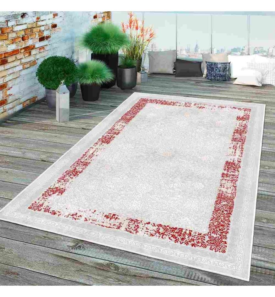 Tappeto, Grigio, Rosso, 70% Cotone - 30% Ciniglia, 200 x 300 cm