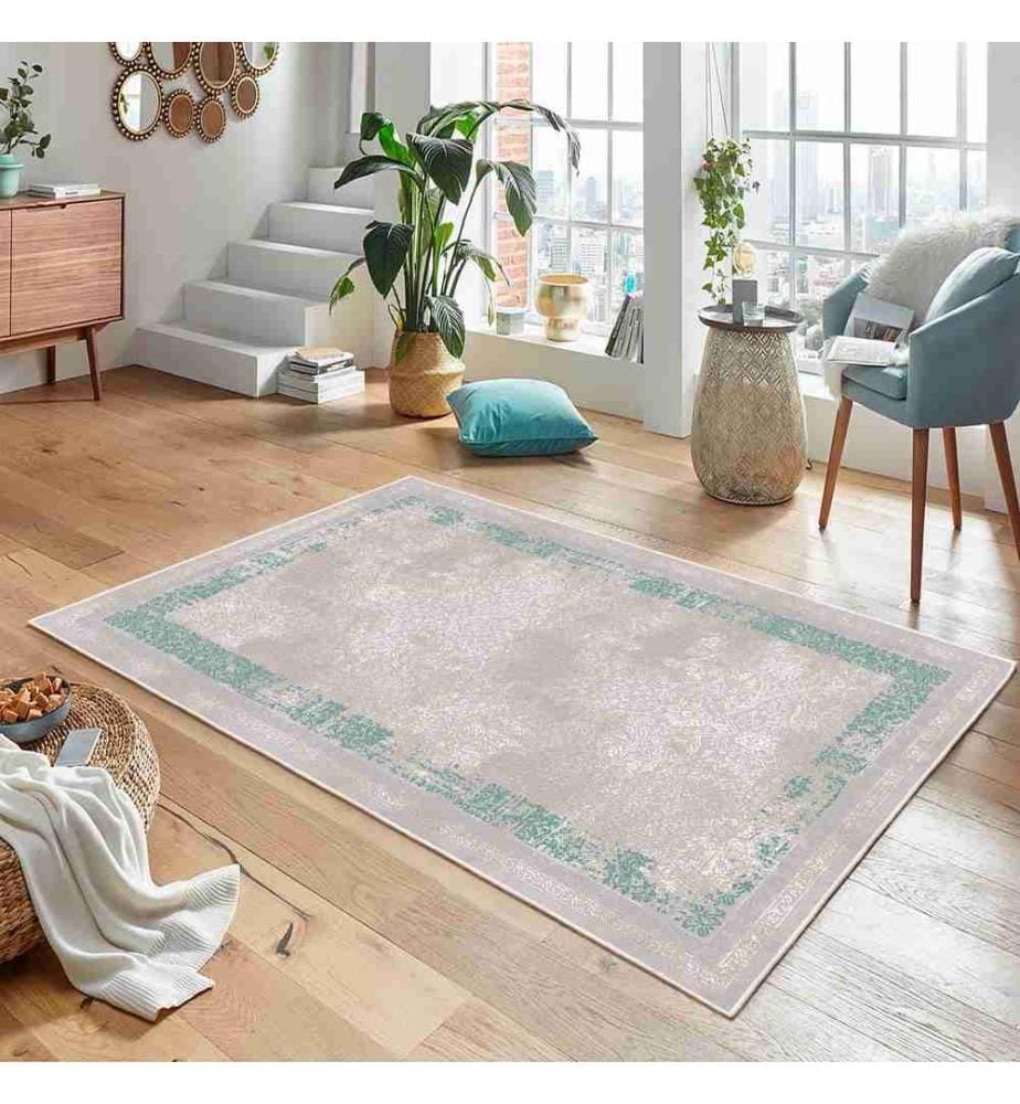 Tappeto, Grigio, Verde, 70% Cotone - 30% Ciniglia, 60 x 100 cm