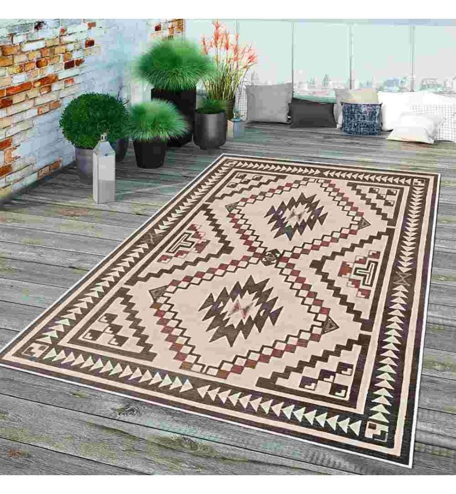 Tappeto, Crema, Marrone, 70% Cotone - 30% Ciniglia, 100 x 300 cm