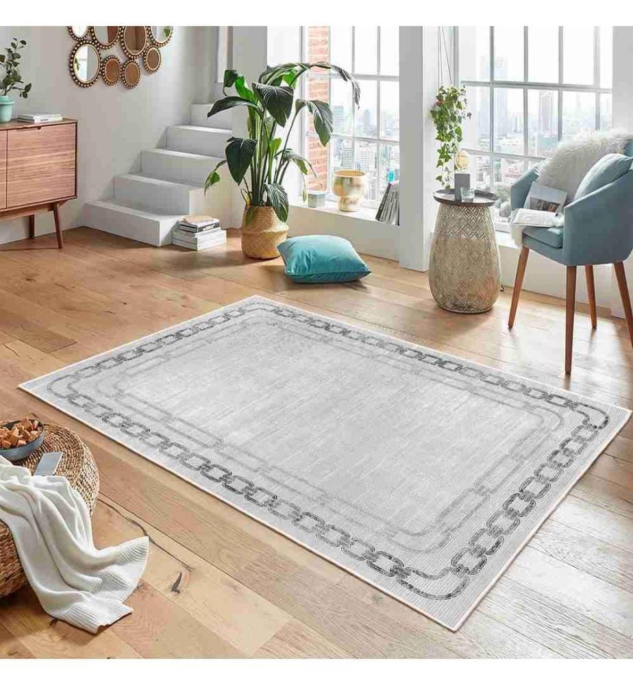 Tappeto, Grigio, 70% Cotone - 30% Ciniglia, 100 x 300 cm