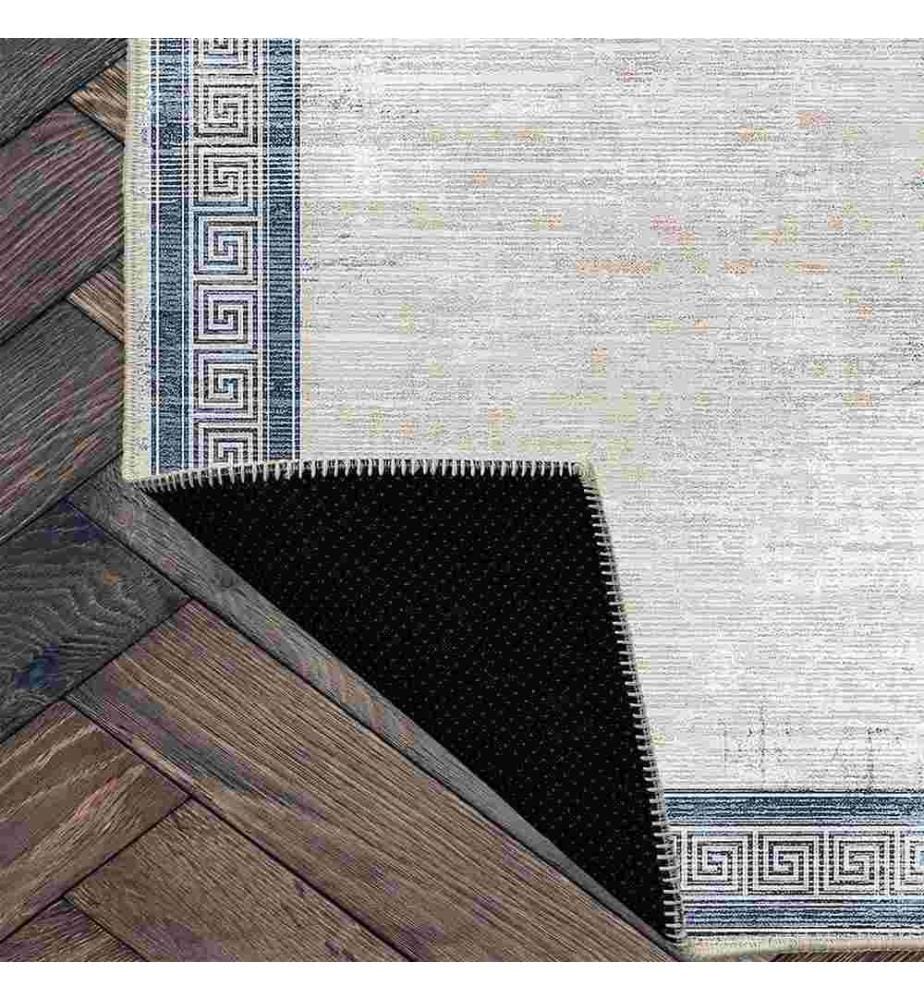Tappeto, Grigio, Blu, 70% Cotone - 30% Ciniglia, 100 x 150 cm