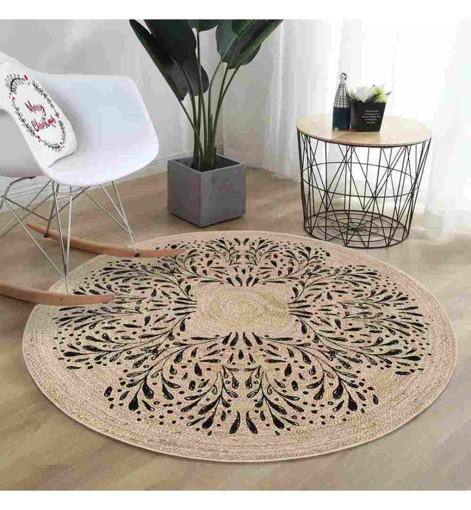 Tapis, crème, 70% coton - 30% polyester, semelle : 100% COTON, 120 x 120 cm