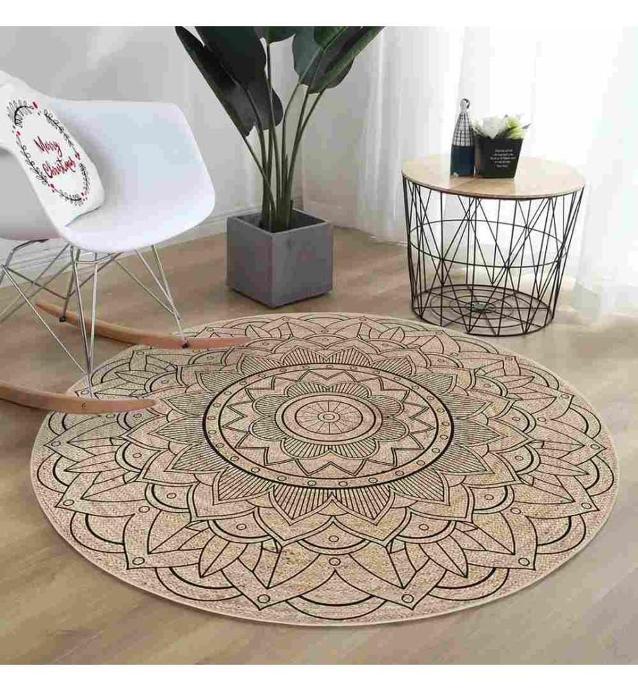 Tapis, crème, 70% coton - 30% polyester, semelle : 100% COTON, 120 x 120 cm