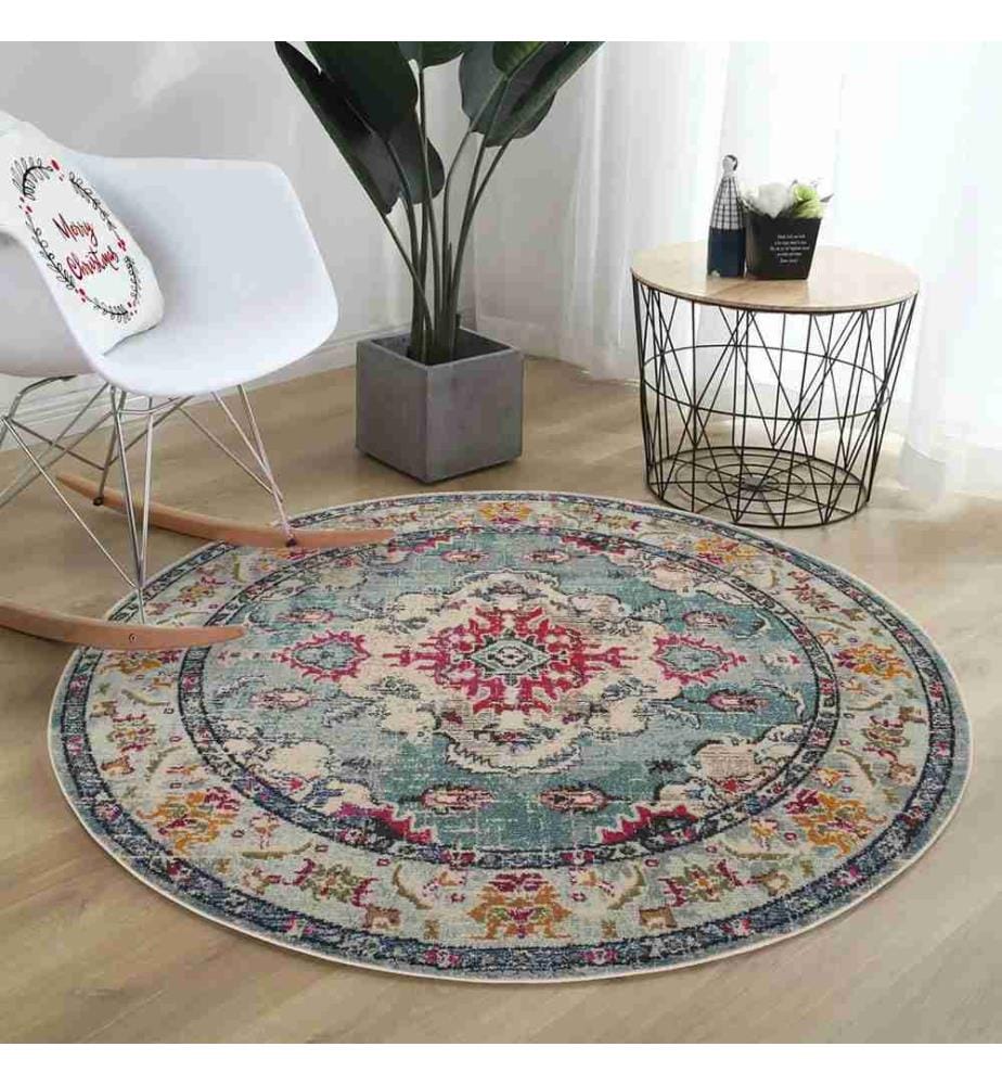 Tapis, Turquoise, 70% Coton - 30% Polyester, Semelle : 100% COTON, 180 x 180 cm