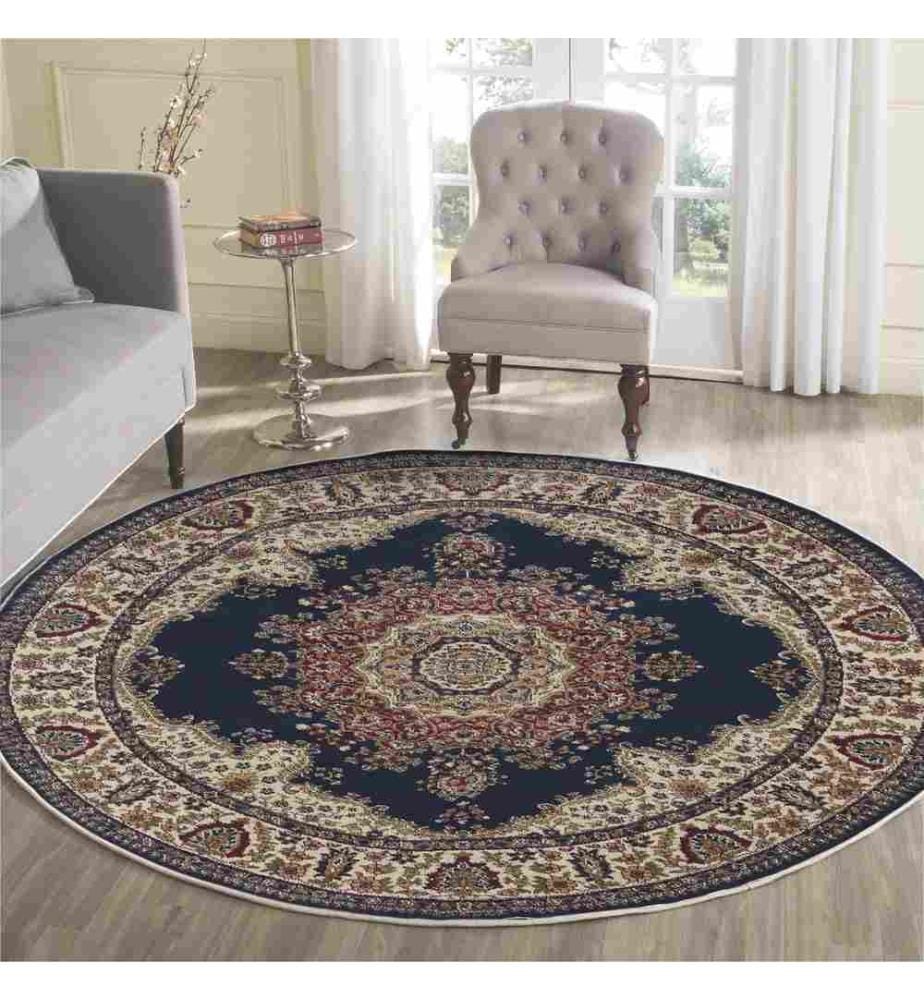 Tapis, bleu marine, 70% coton - 30% polyester, semelle : 100% COTON, 120 x 120 cm