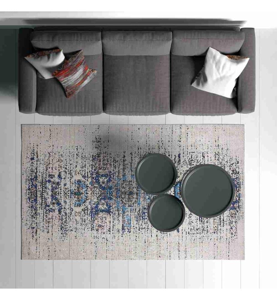 Teppich, Grau, 70% Baumwolle - 30% Polyester, 80 x 150 cm