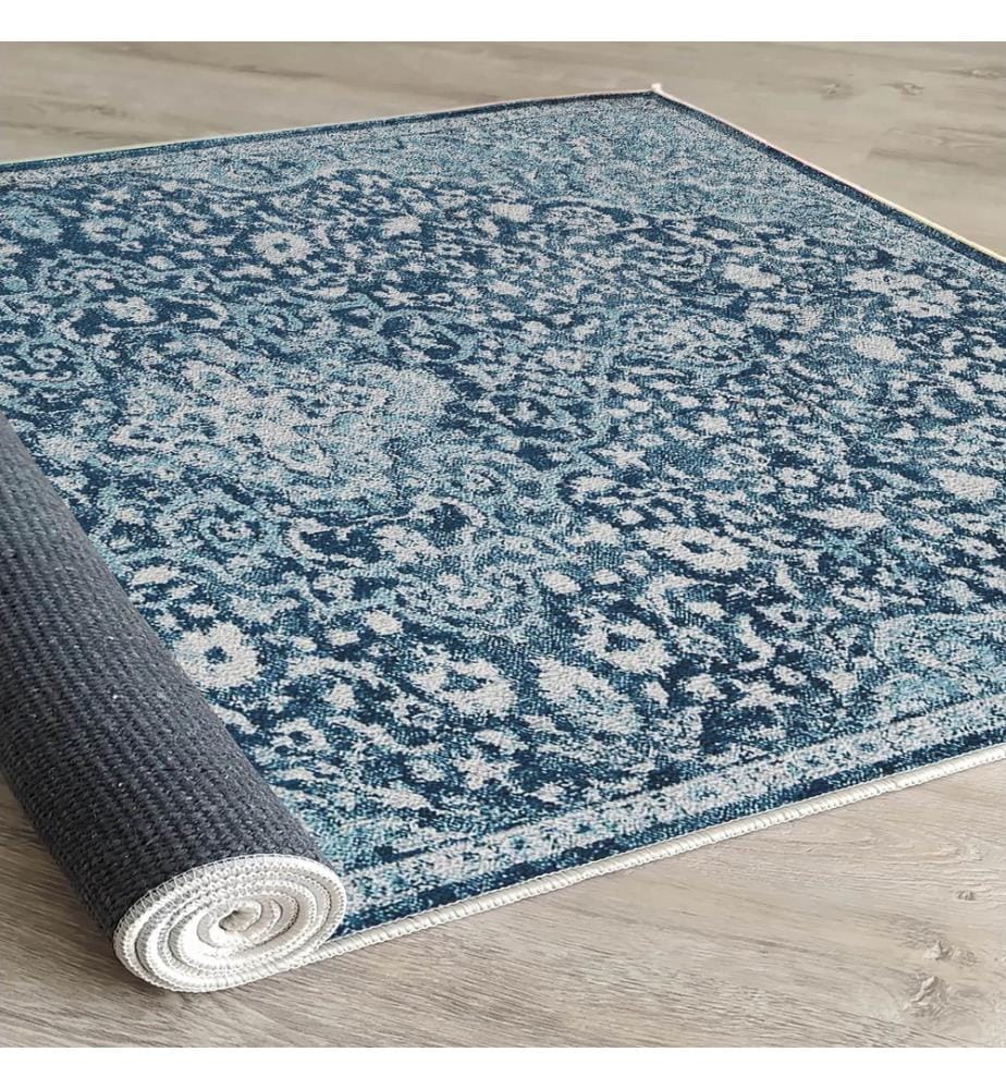 Teppich, Blau, 70% Baumwolle - 30% Polyester, 80 x 200 cm