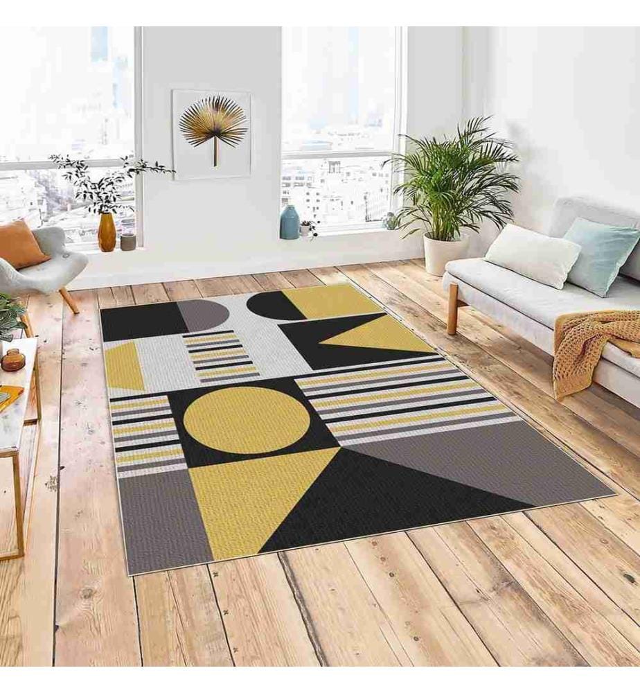 Teppich, Gelb, 70% Baumwolle - 30% Polyester, 120 x 180 cm