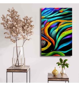 Dekoratives Leinwandgemälde, Multicolor, 100% Leinwand, Kiefernholzrahmen