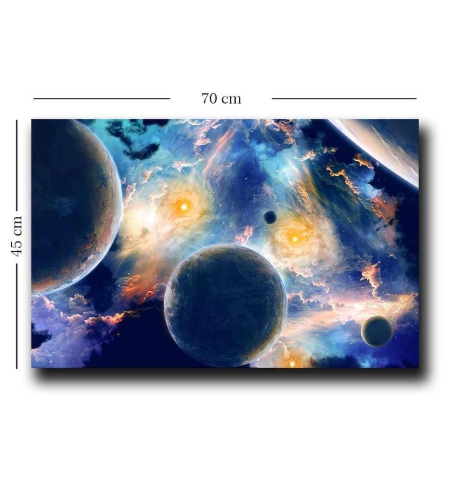 Decorative Canvas Painting, Blue, Navy Blue, Gold, White, 100% Canvas , Pine Wood Frame