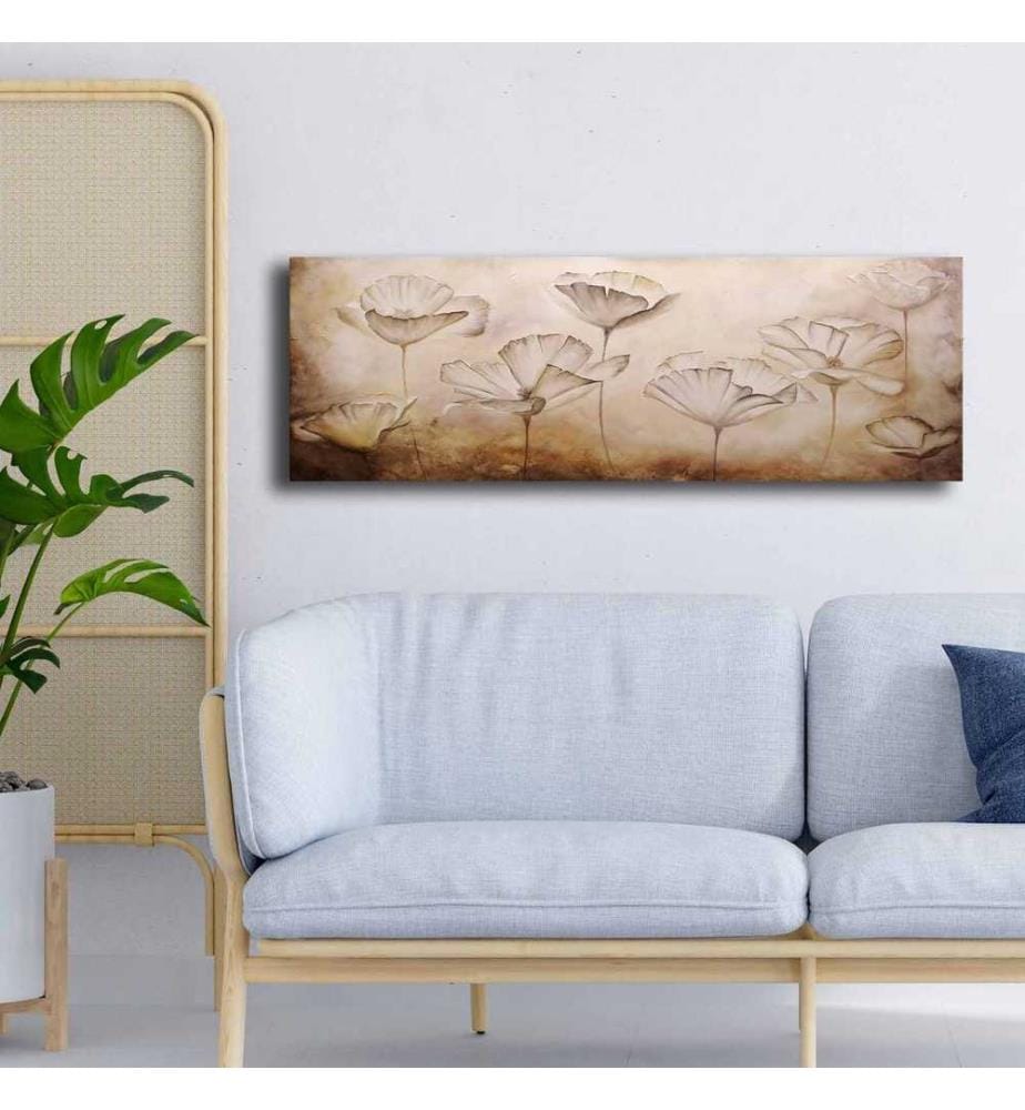 Dekoratives Leinwandgemälde, Beige, Nerz, Braun, 100% Leinwand, Kiefernholzrahmen