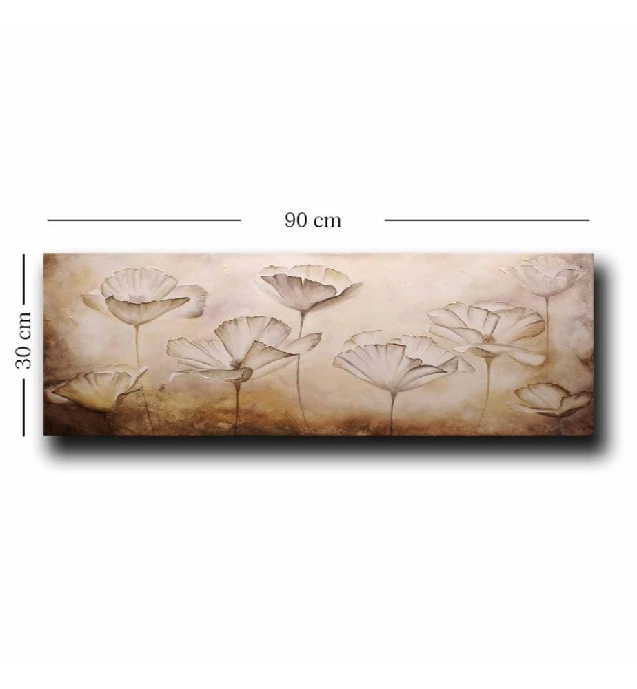 Dekoratives Leinwandgemälde, Beige, Nerz, Braun, 100% Leinwand, Kiefernholzrahmen