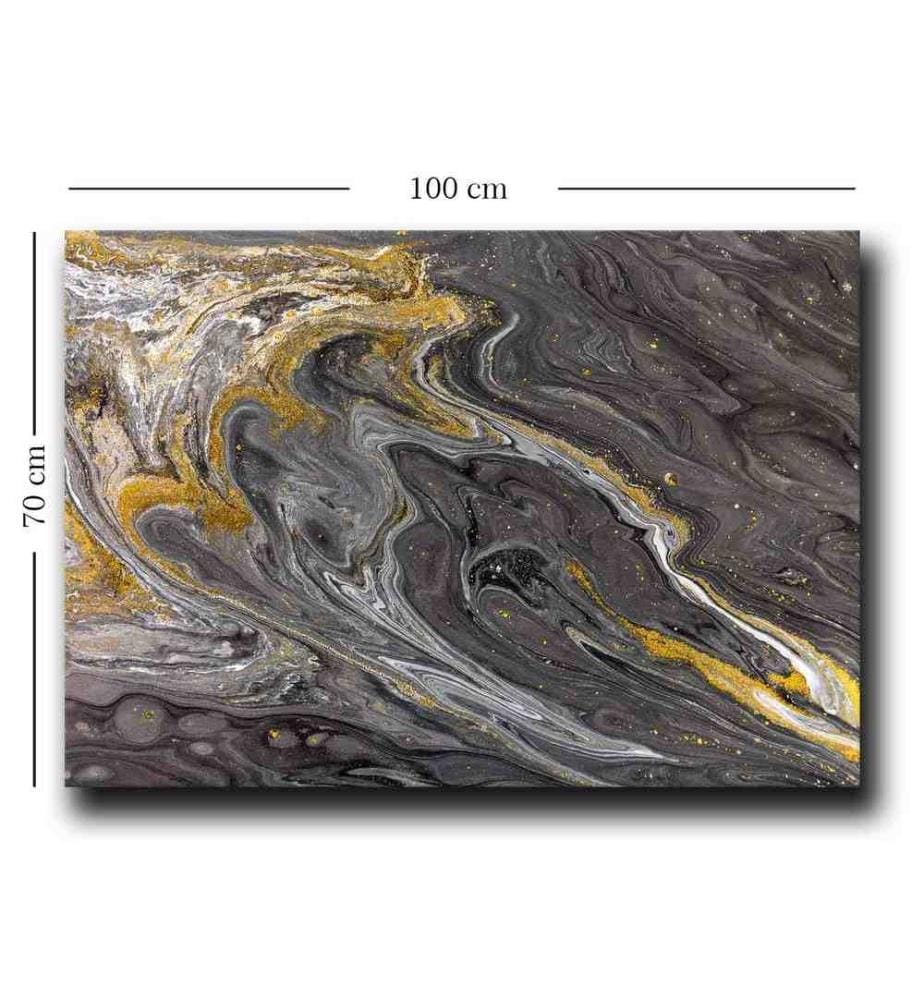 Dekorative Leinwandgemälde, Gold, Grau, Weiss, 100% Leinwand, Kiefernholzrahmen