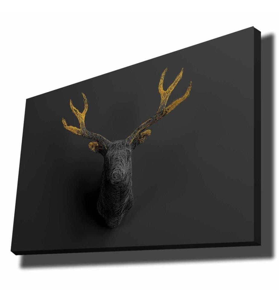 Dekoratives Leinwandgemälde, Gold, Schwarz, 100% Leinwand, Kiefernholzrahmen
