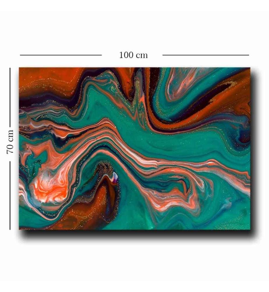 Dekorative Leinwand Gemälde, Grün, Lila, Orange, Weiss, 100% Leinwand, Kiefer Holzrahmen
