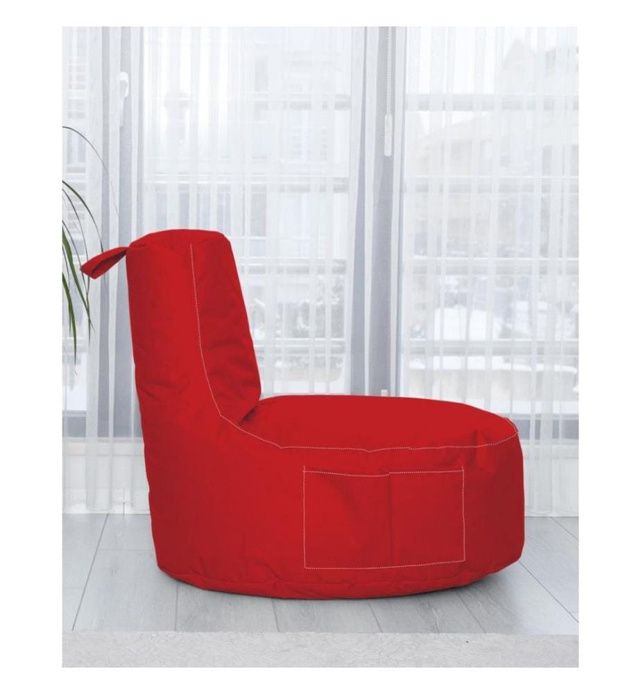 Sac pouf de jardin, rouge, polystyrène recyclé haute densité, tissu polyester