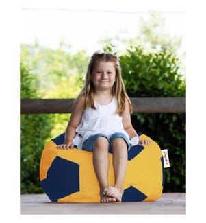 Garten-Sitzsack, gelb, dunkelblau, hochdichter recycelter Styropor, Polyester-Gewebe