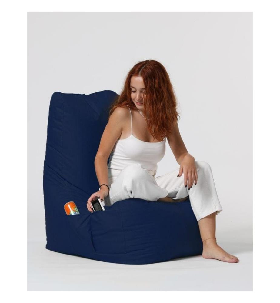 Garten-Sitzsack, dunkelblau, hochdichter, recycelter Styropor, Polyester-Gewebe