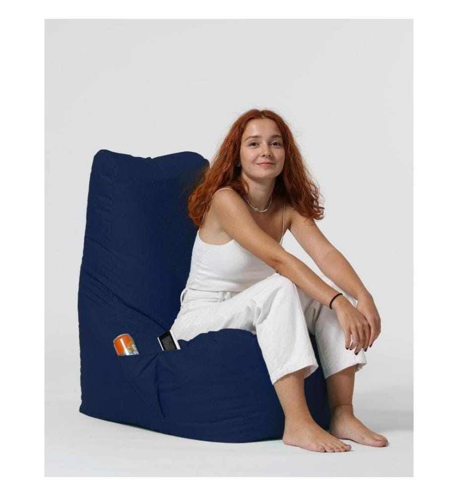 Garten-Sitzsack, dunkelblau, hochdichter, recycelter Styropor, Polyester-Gewebe