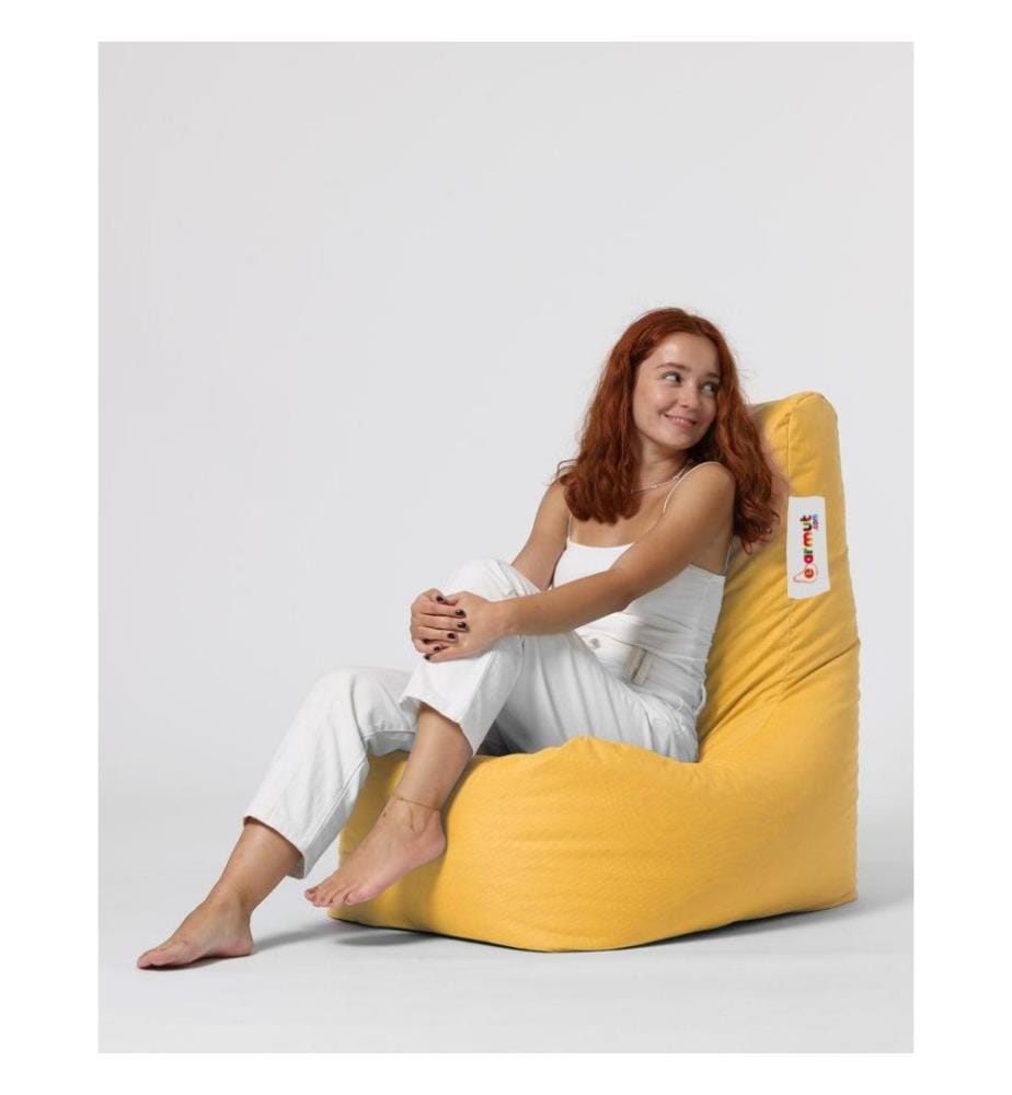 Garten-Sitzsack, gelb, hochdichtes recyceltes Styropor, Polyester-Gewebe