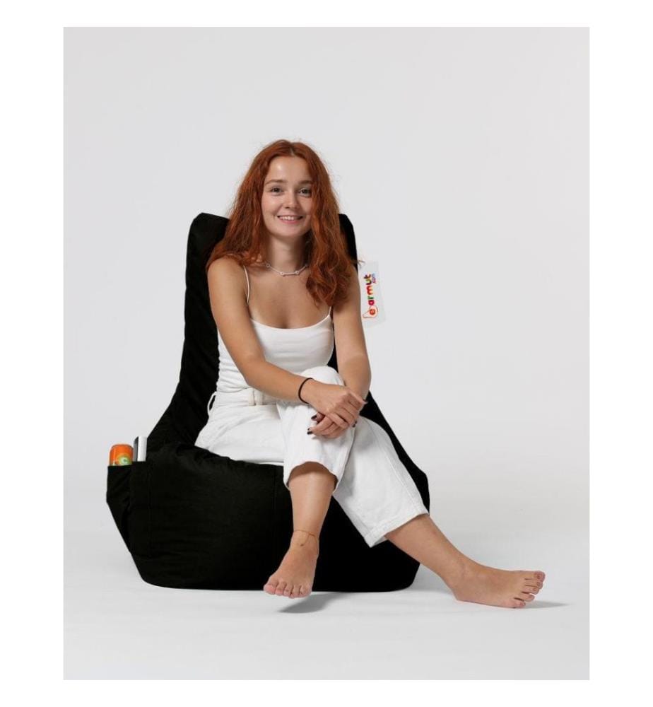Garten-Sitzsack, schwarz, hochdichtes recyceltes Styropor, Polyester-Gewebe