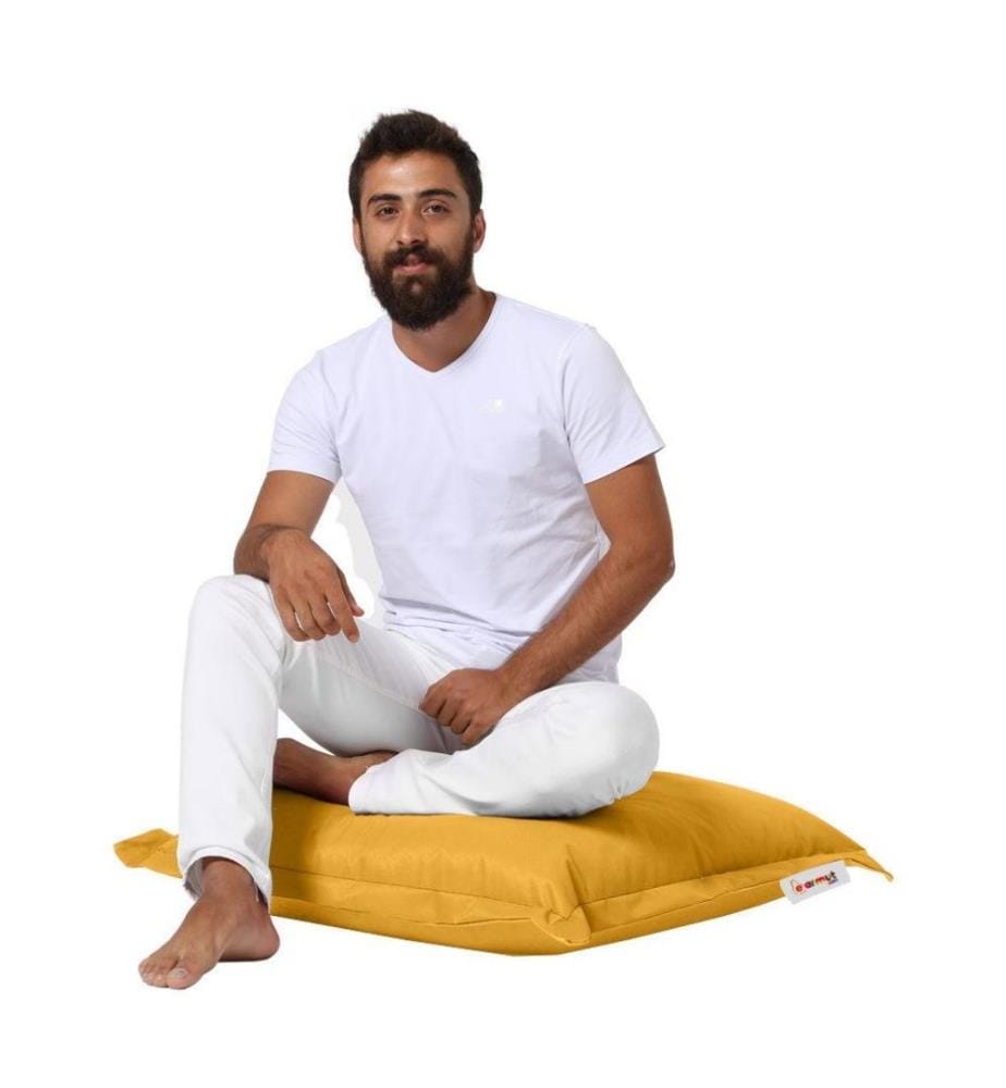 Coussin de jardin, jaune, polystyrène recyclé haute densité, tissu polyester