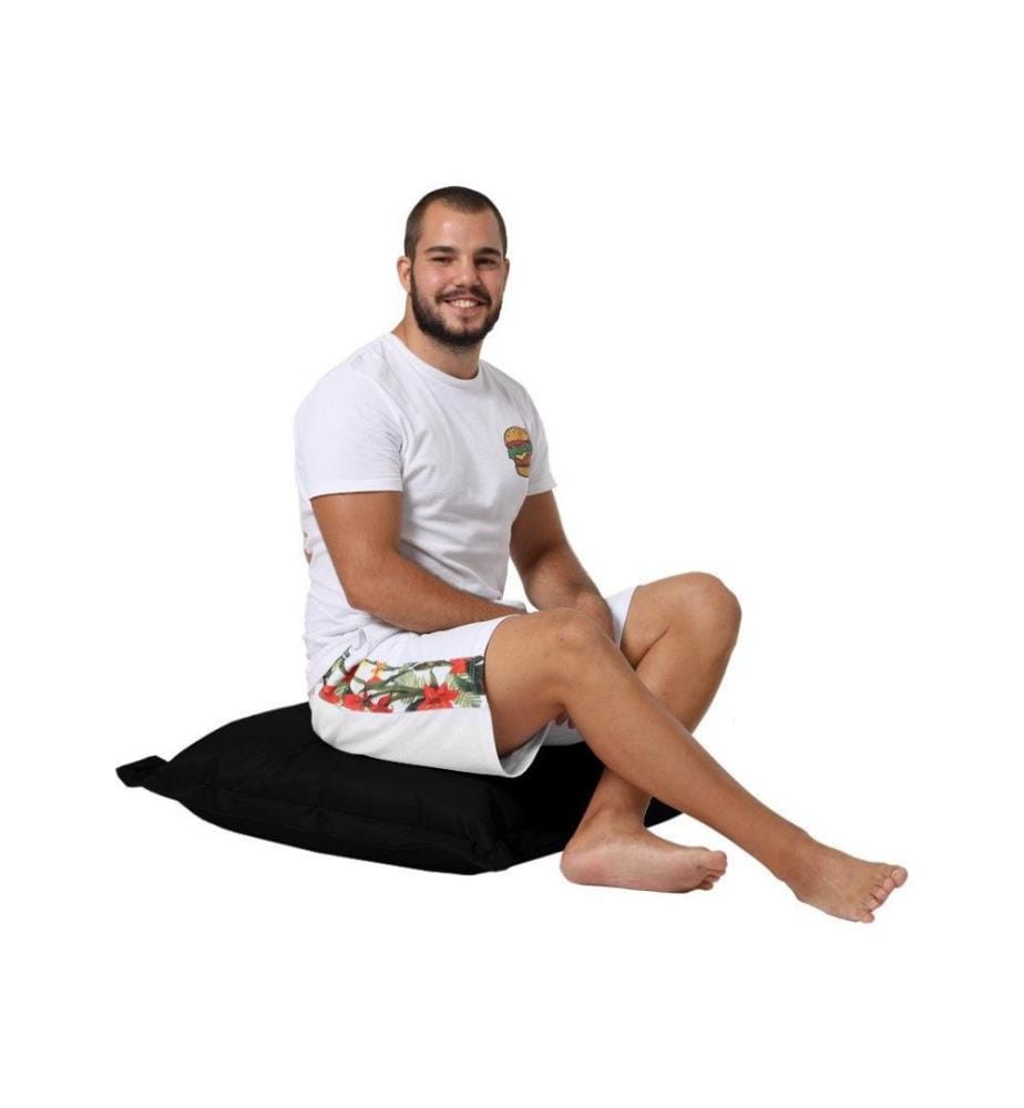 Coussin de jardin, noir, polystyrène recyclé haute densité, tissu polyester