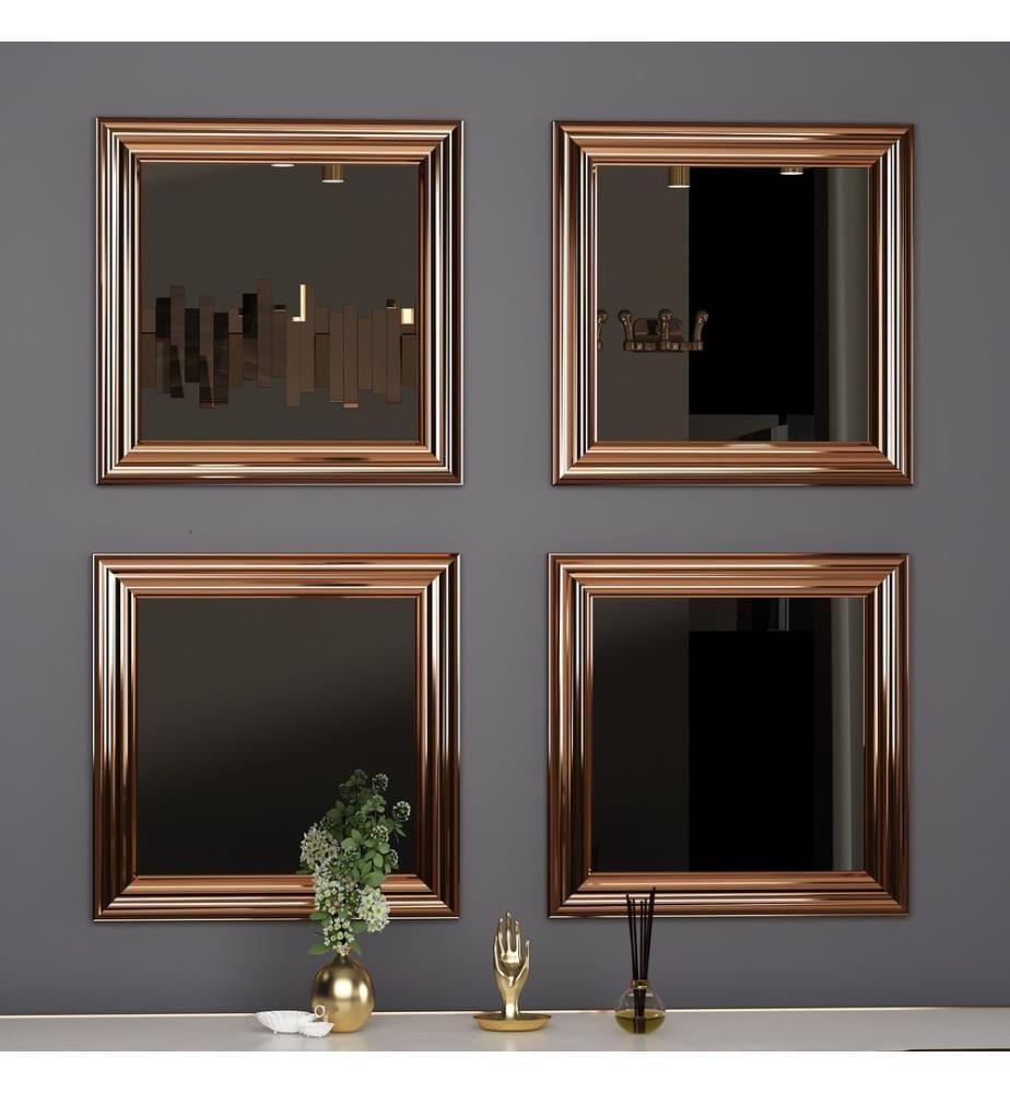 Set A Specchio, 4 Pezzi, Bronzo, MDF