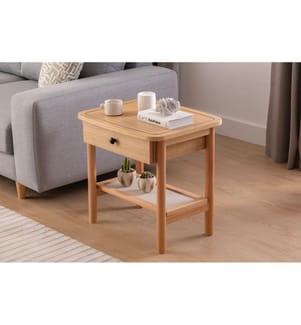 Table de nuit, Naturel, Bois, MDF, Pieds en bois