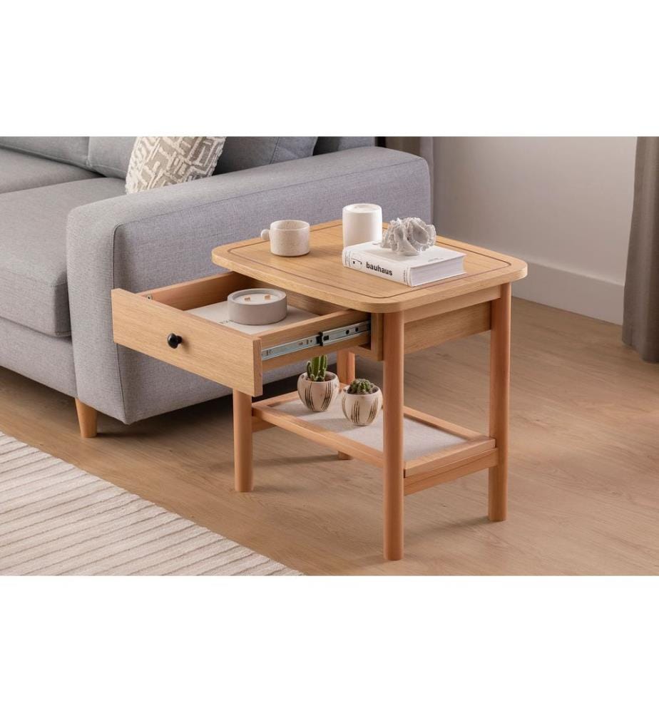 Table de nuit, Naturel, Bois, MDF, Pieds en bois