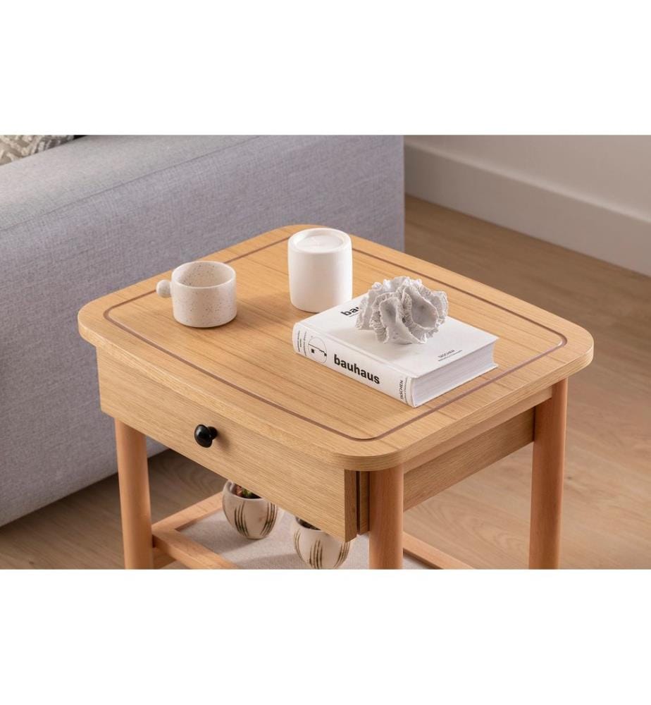 Table de nuit, Naturel, Bois, MDF, Pieds en bois