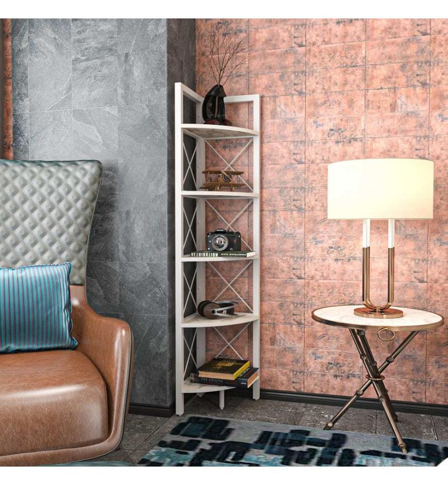 Bianco, Librerie, 160X30.5X33 cm, Piastra Di Particelle Rivestita Con Melamina