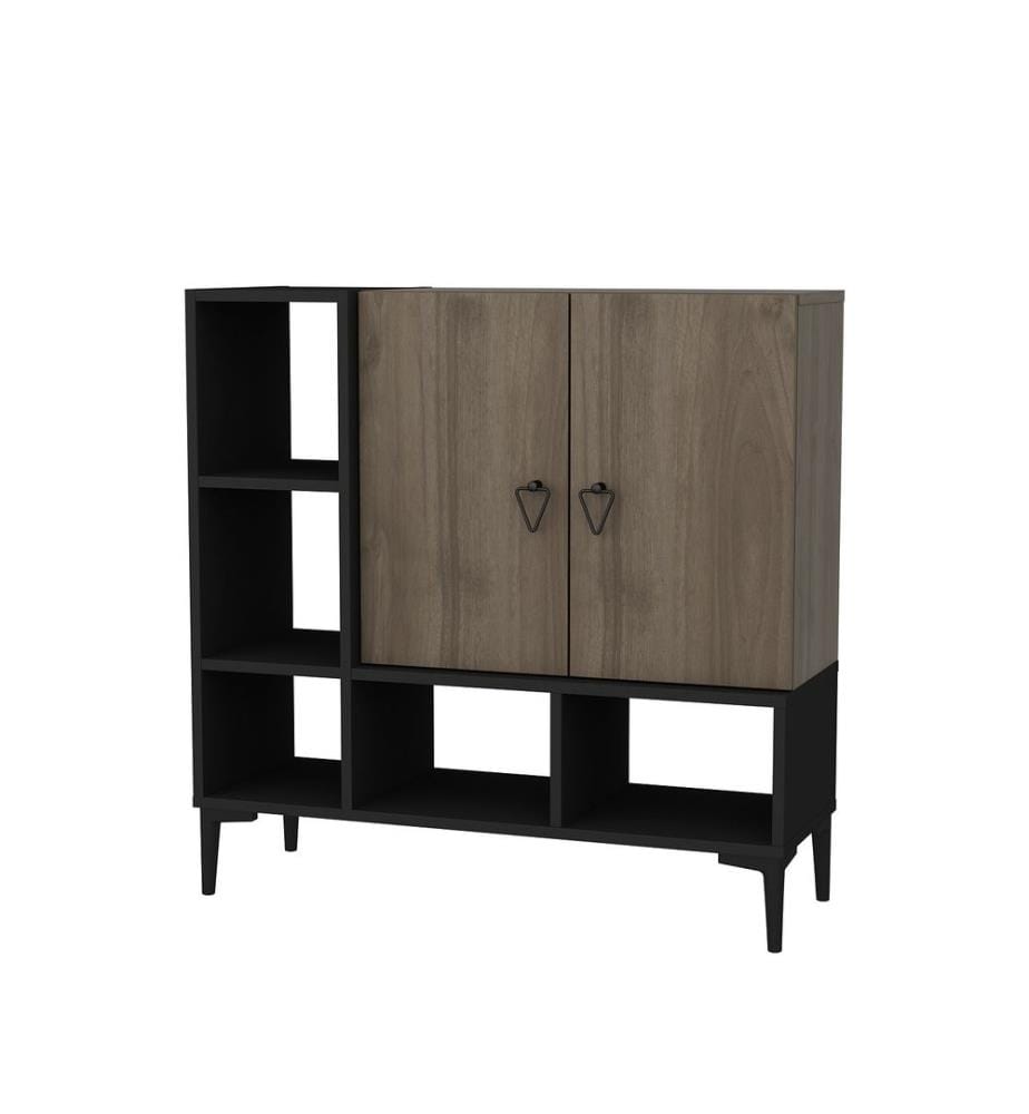 Nero, Vernice In Noce, Cassette Di Cassetti, Piastra Di Particelle Rivestite Con Melamina 100X100X35, Piastra Di Particelle Con Rivestimento Di Melamina