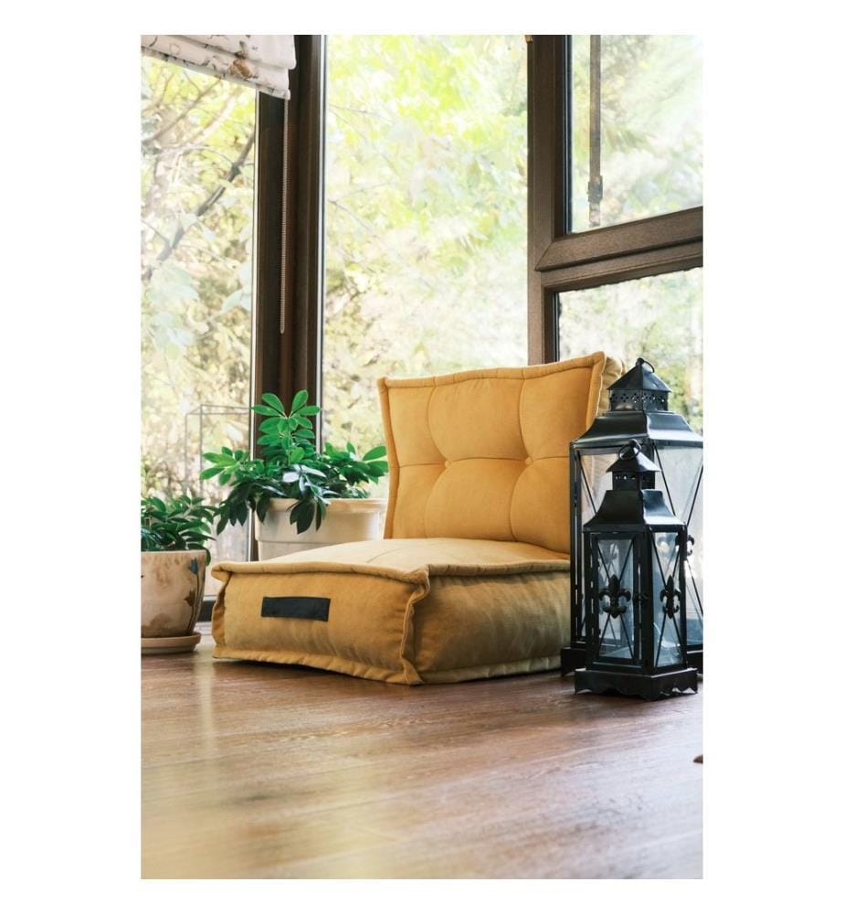 Sac pouf, moutarde, tissu Soho
