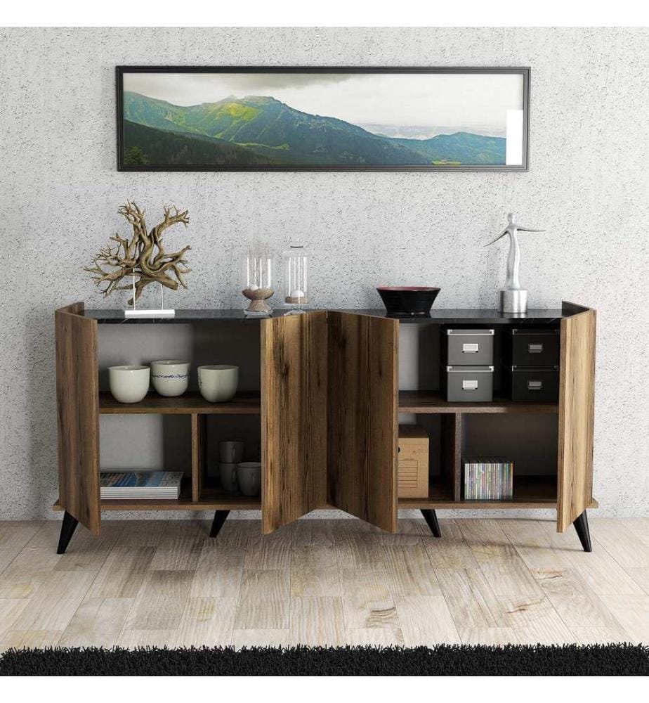 Noce, Casse Di Cassetti, 80.8X180X45 cm, Piastra Di Particelle Rivestita Di Melamina