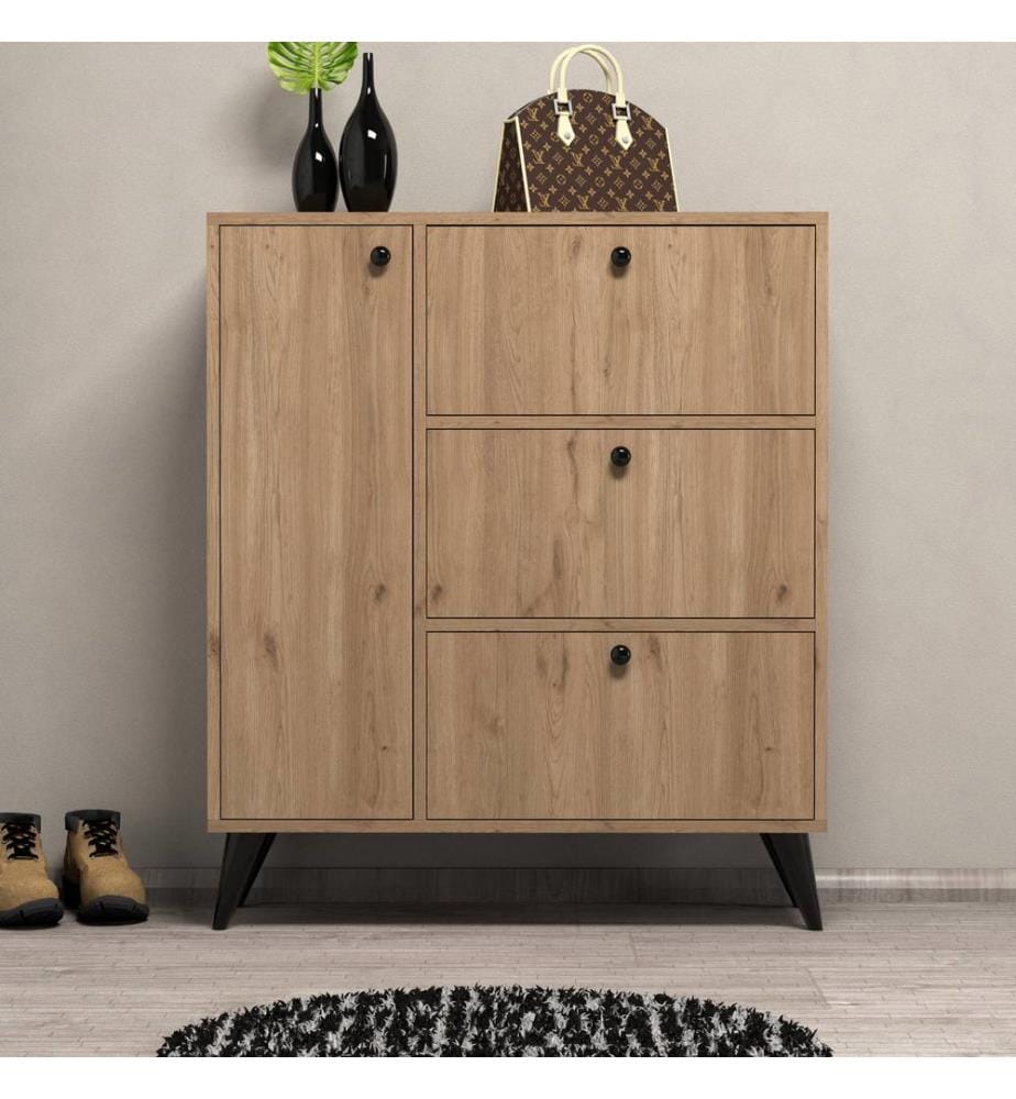 Color Rovere, Armadi Per Scarpe, 105X90X35 cm, Piastra Di Particelle Con Rivestimento Melamina