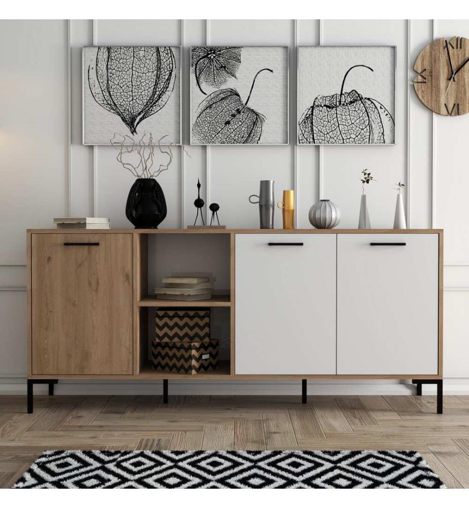 Console, OakWhite, Melamine Coated Particle Board