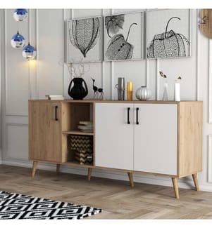 Color Quercia, Bianco, Cassetti Di Cassetti, 80X180X45 cm, Piastra Di Particelle Rivestita Di Melamina
