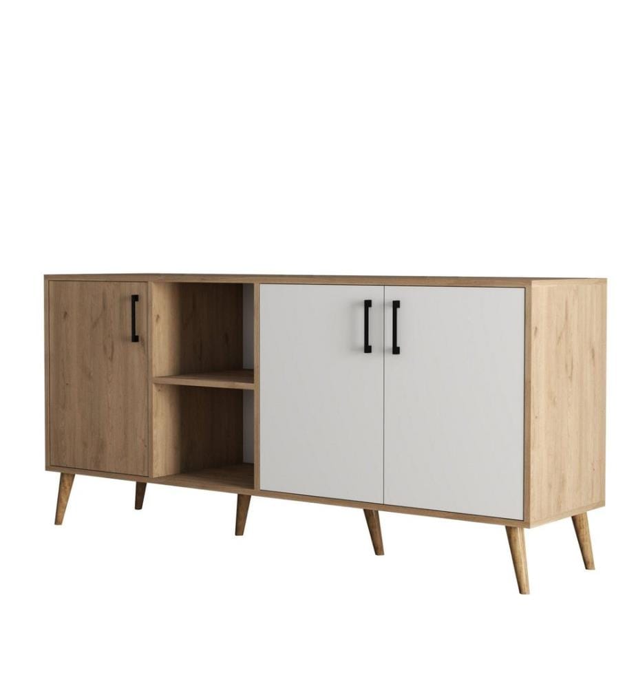 Color Quercia, Bianco, Cassetti Di Cassetti, 80X180X45 cm, Piastra Di Particelle Rivestita Di Melamina