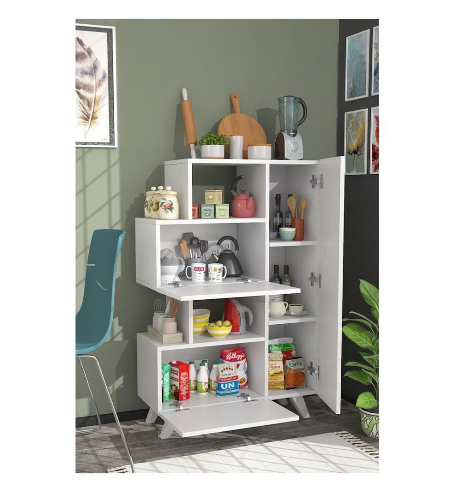 Bianco, Armadi Per Scarpe, 122X80X31,5 cm, Piastra Di Particelle Rivestita Con Melamina