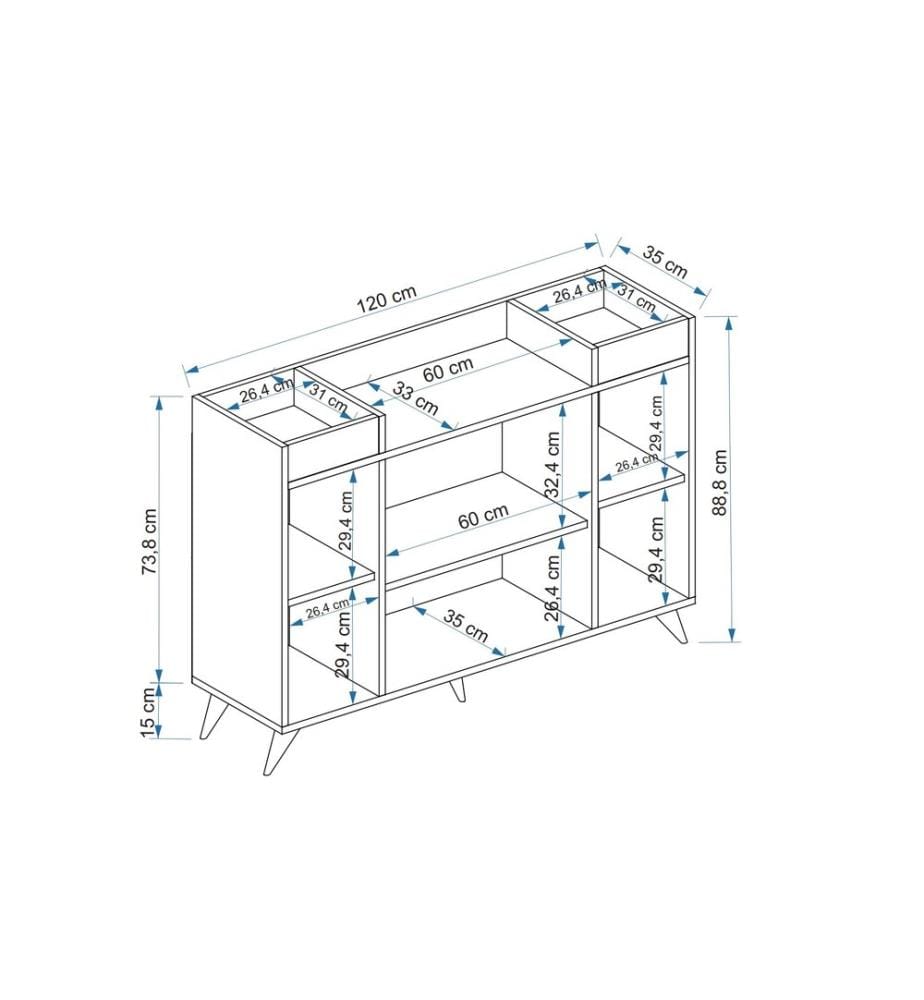 Meuble polyvalent, pin atlantique, panneau de particules mélaminé