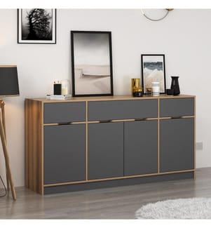 Console, Noyer, Anthracite, Panneau de particules mélaminé