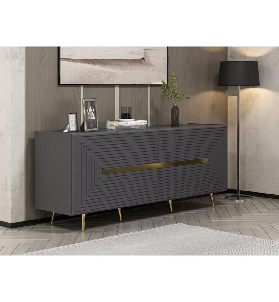 Console, Anthracite, Panneau de particules mélaminé